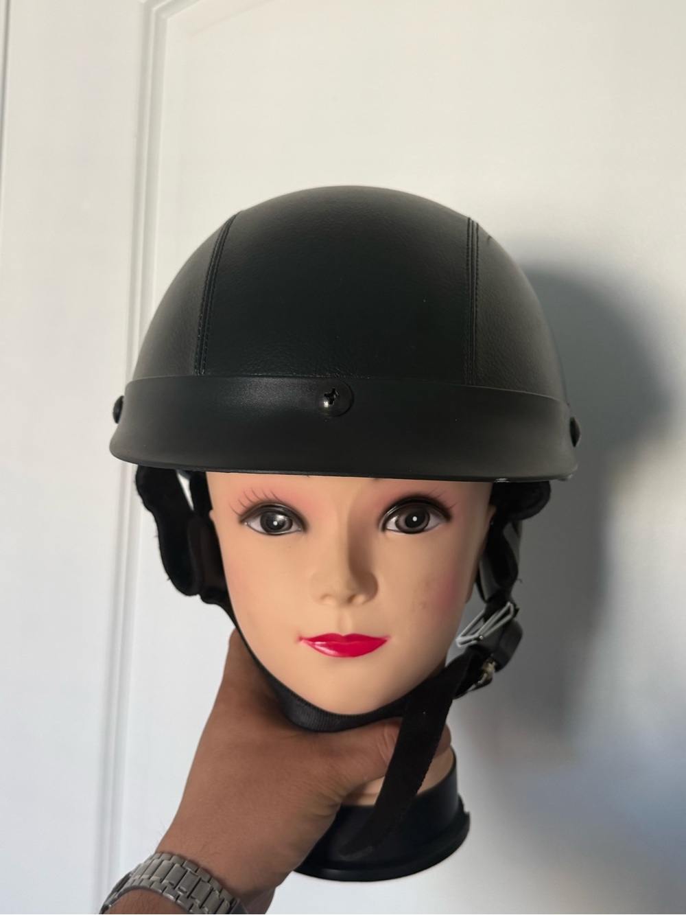 DOT Half Motorcycle Helmet Black Cruiser Biker Chopper Mens Size M